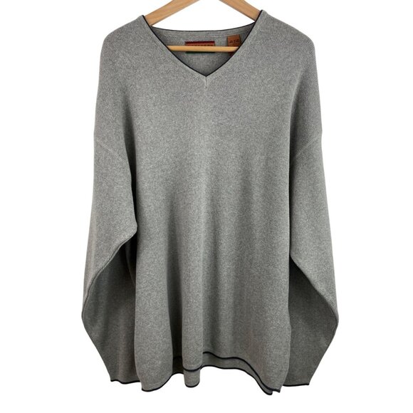 Northern Explorer Mens Large V-Neck Sweater Gray Knit Cotton - Picture 1 of 8
